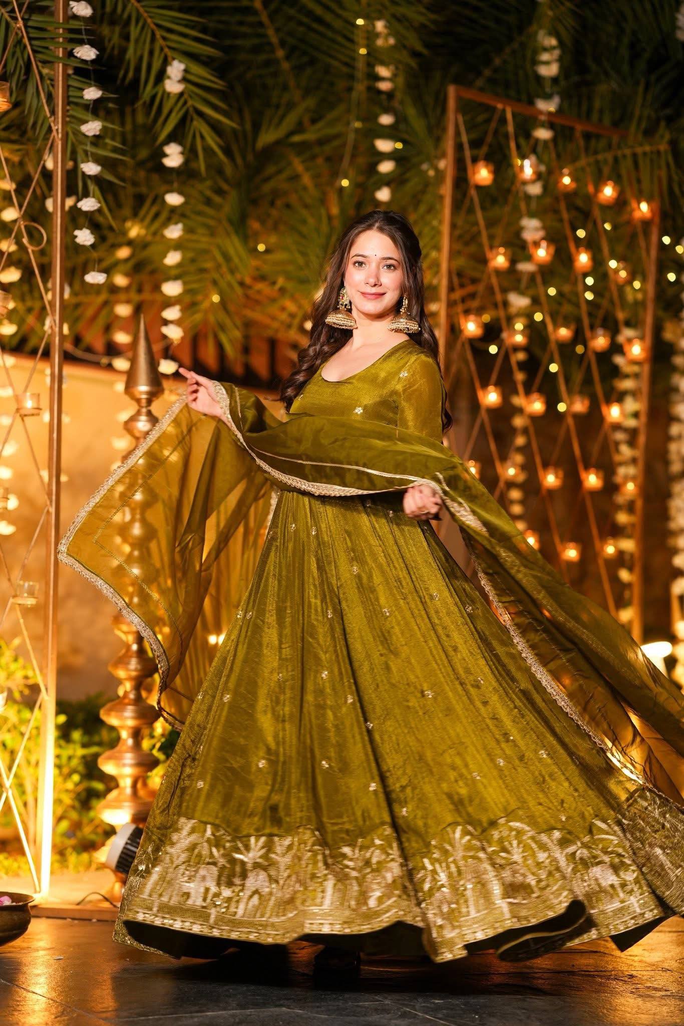 Midnight Chartreuse Luminous Flared Anarkali